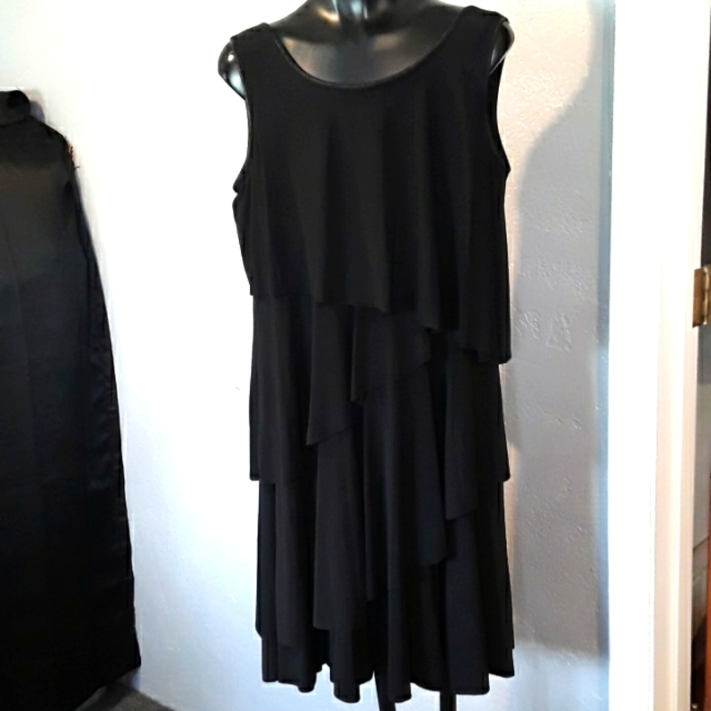 Black layered sleeveless dress size large new